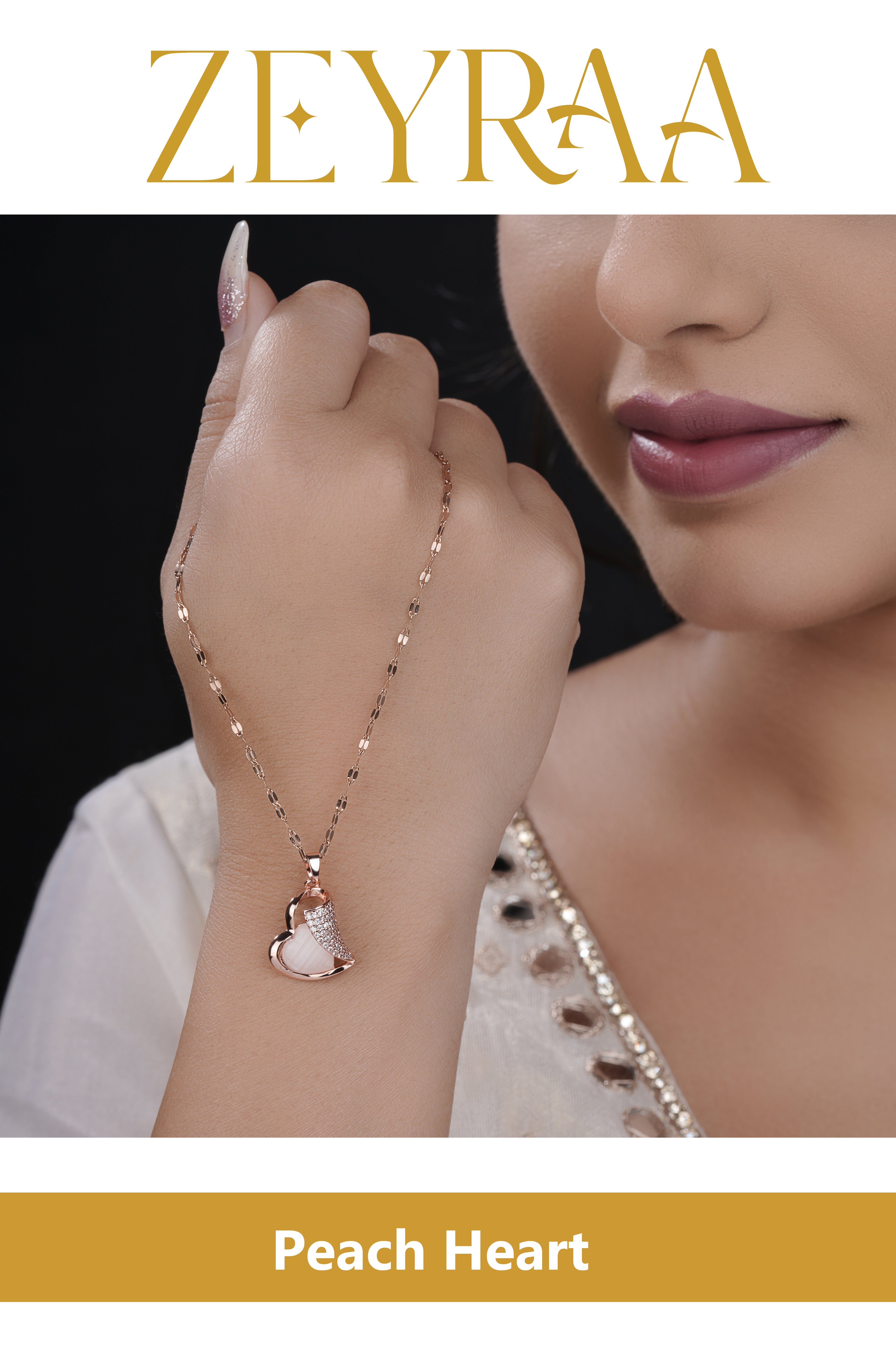 Peach Heart Rose Gold Plated Necklace