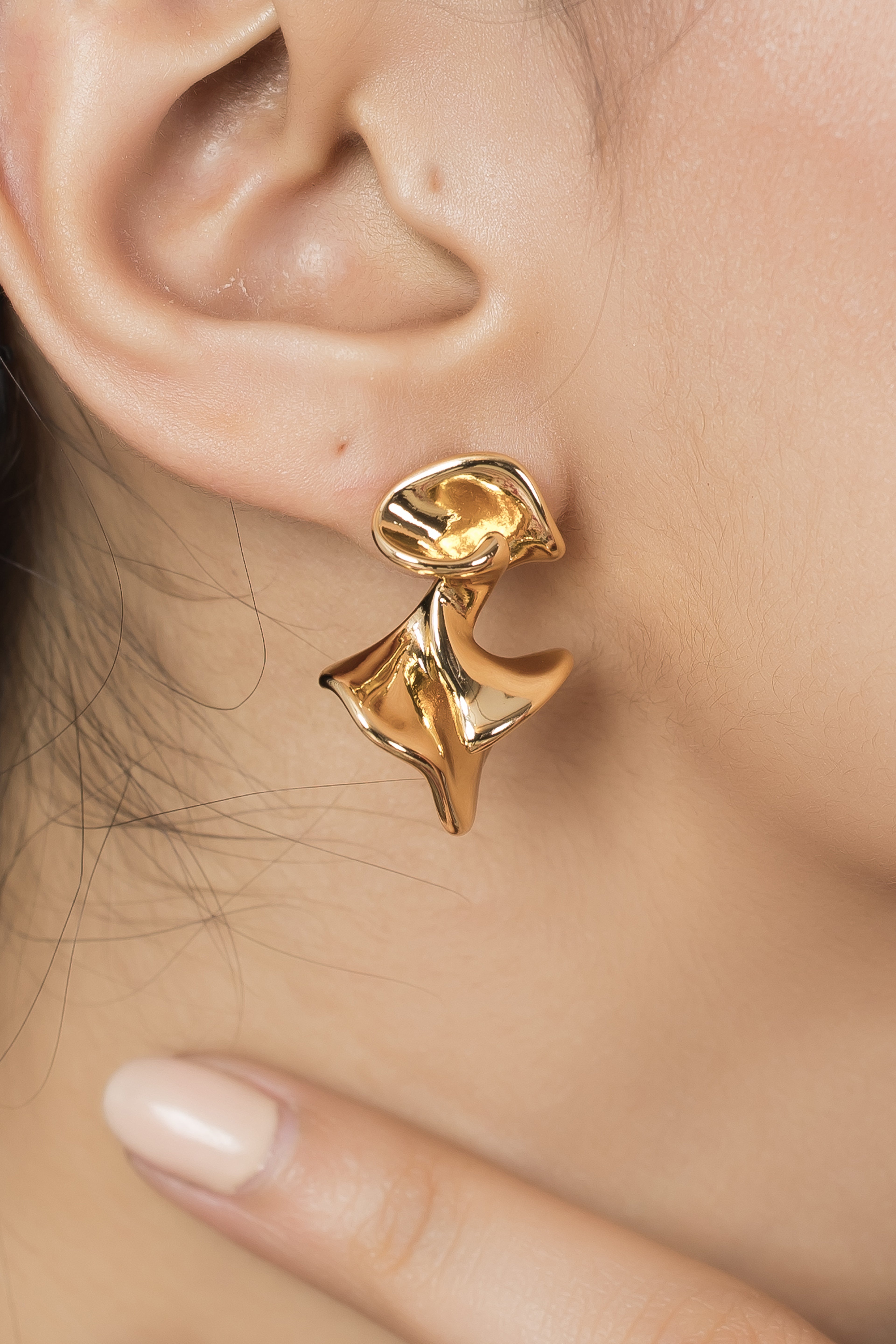 Eclair Gold Plated Earring