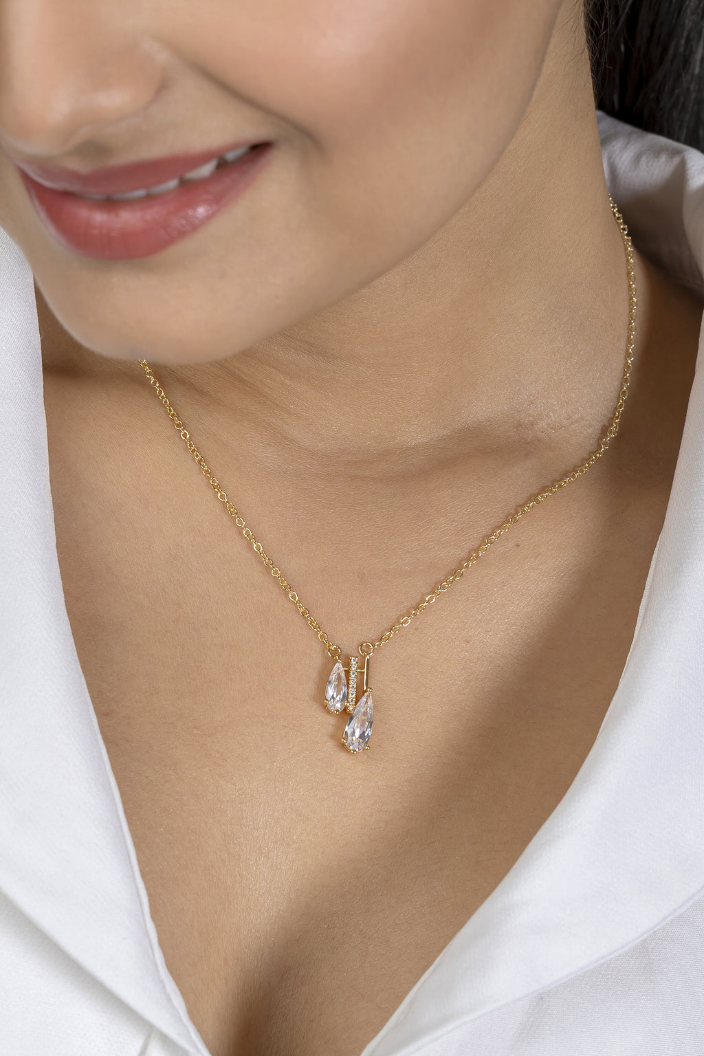 Twin Drop Chain Pendant Necklace