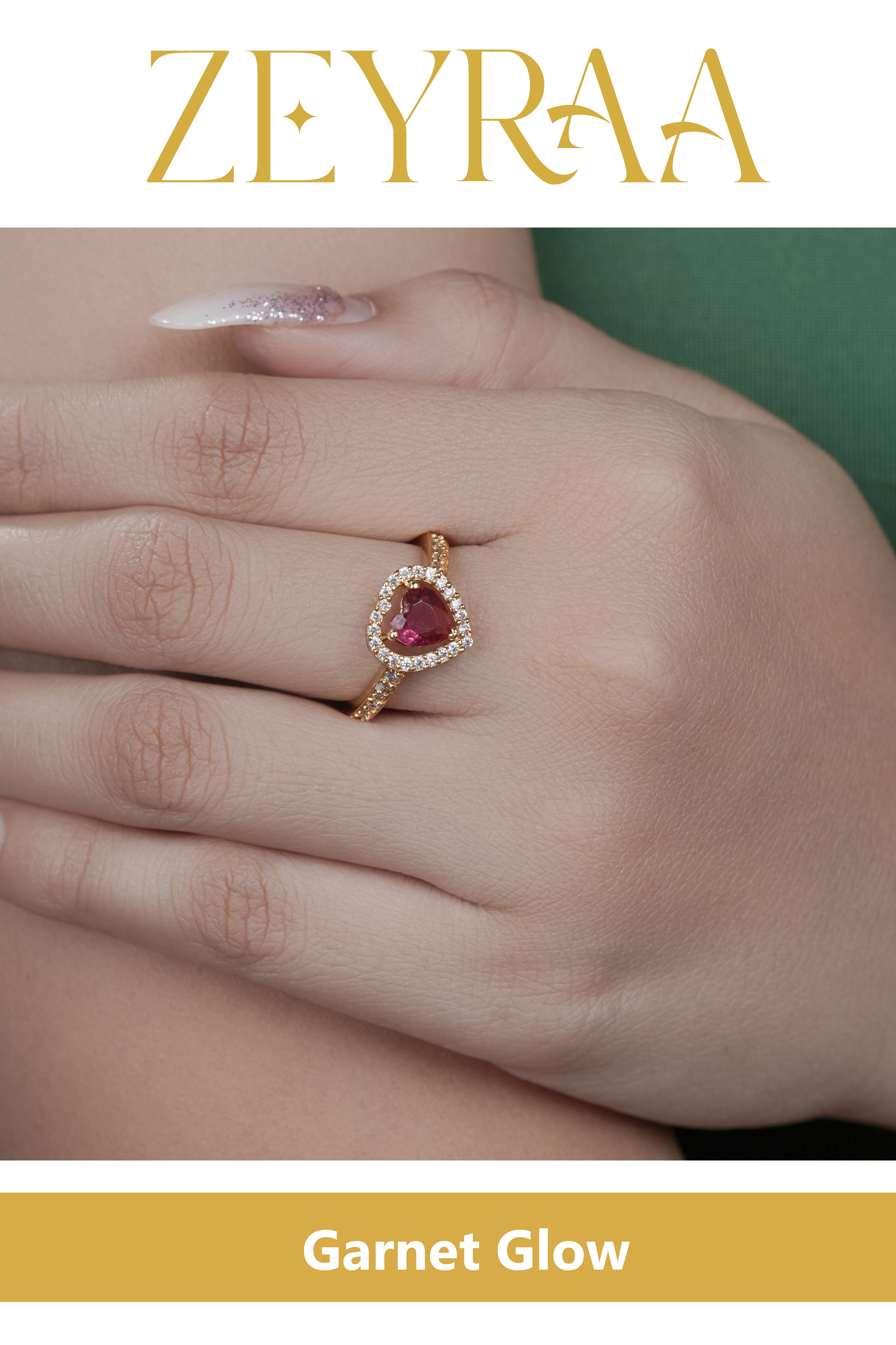 Garnet Glow Heart Ring